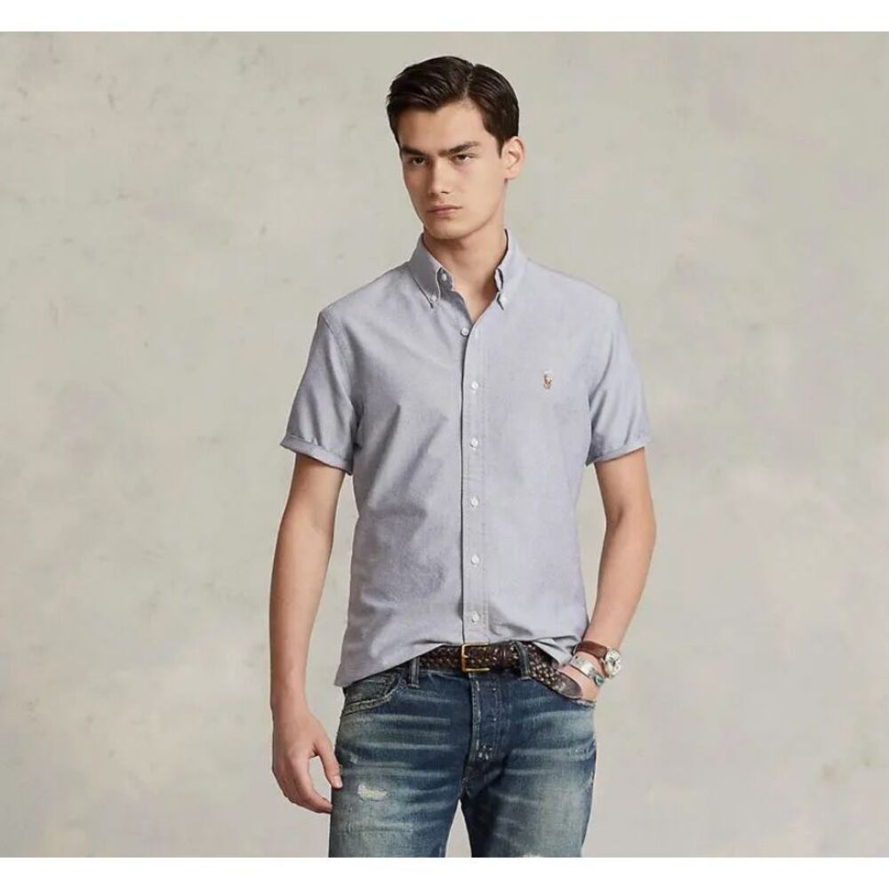 Polo Ralph Lauren NWT Classic-Fit Short-Sleeve Oxford Shirt Grey XLT